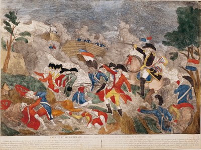 La battaglia di Jemmapes, 6 novembre 1792, stampato da Basset da French School